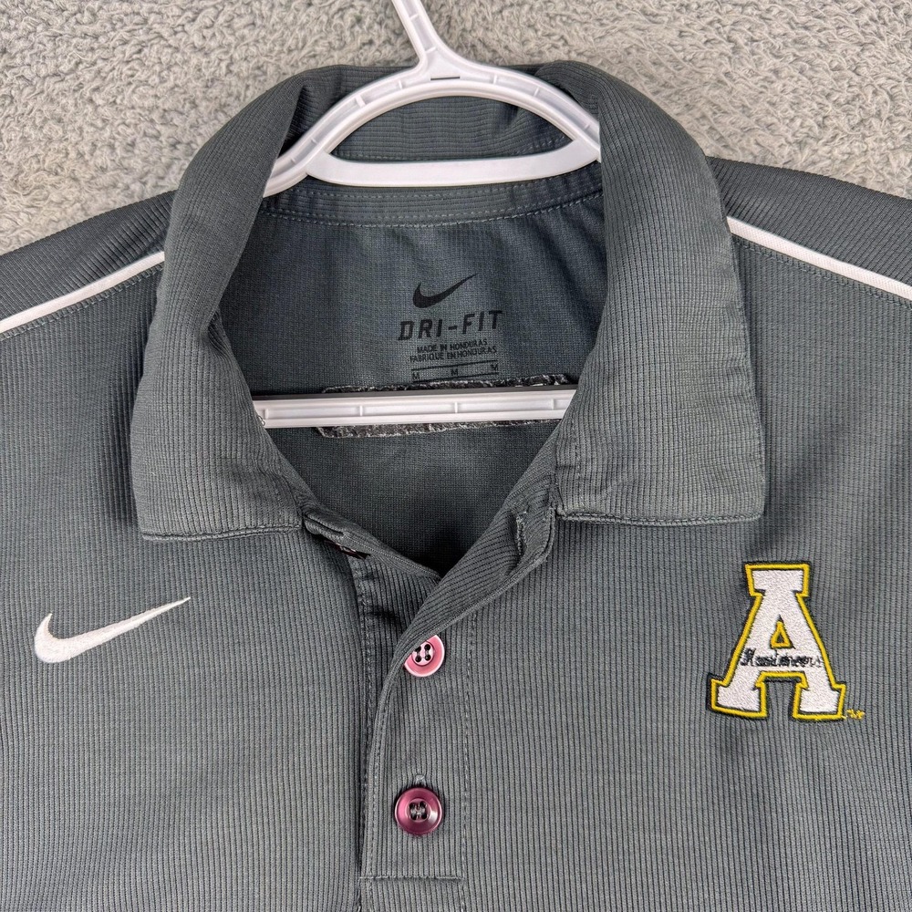 Nike Appalachian State Mountaineers Polo Mens Medium Gray Track & Field Dri Fit